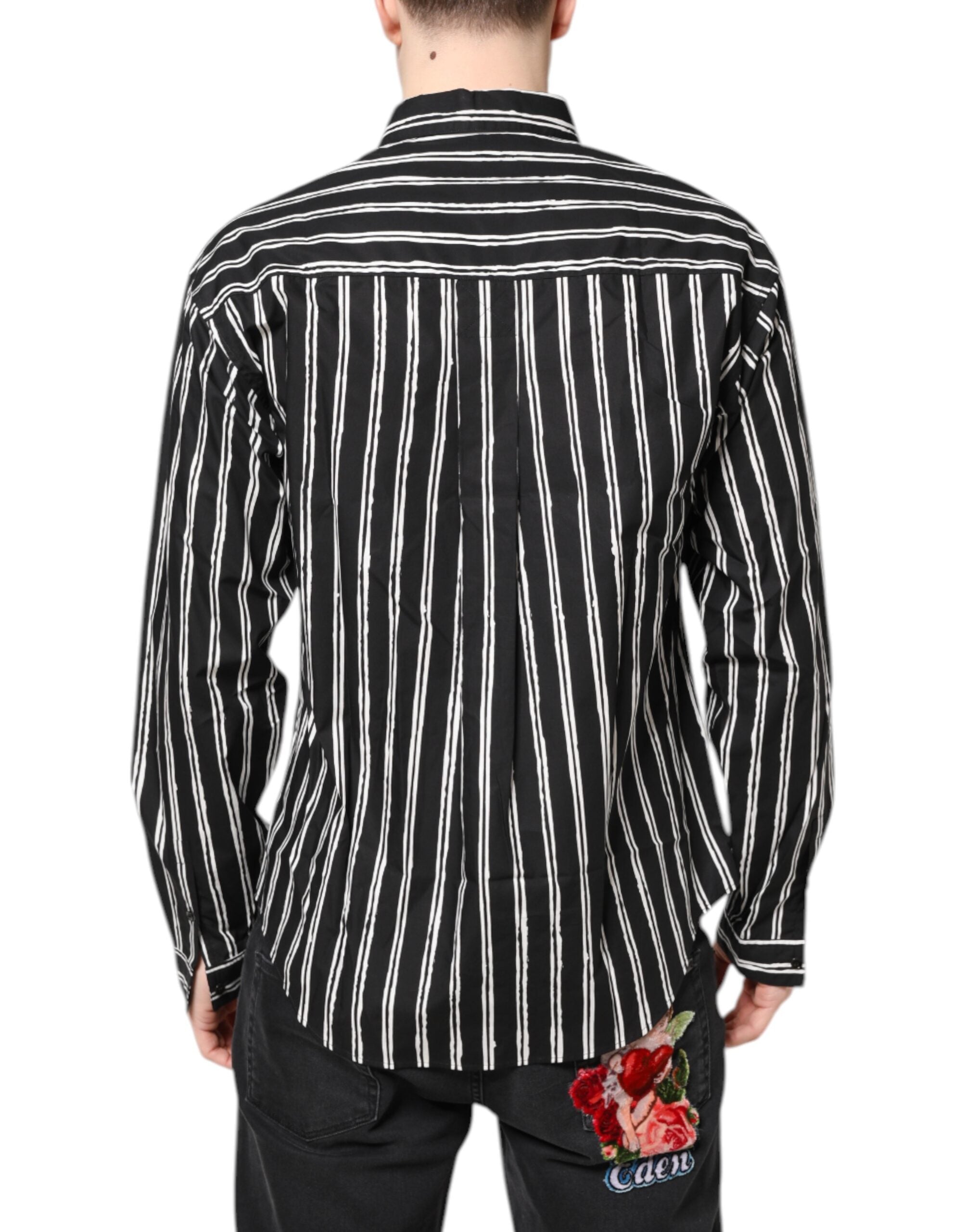 Dolce & Gabbana black and white striped cotton shirt